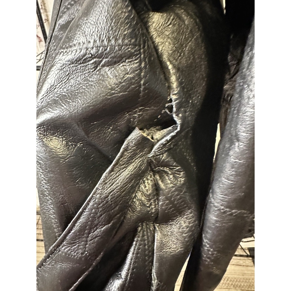 Leather & Soul Men's Black Leather Jacket XL Full Zip Lined Spread Collar Short - Picture 6 of 13